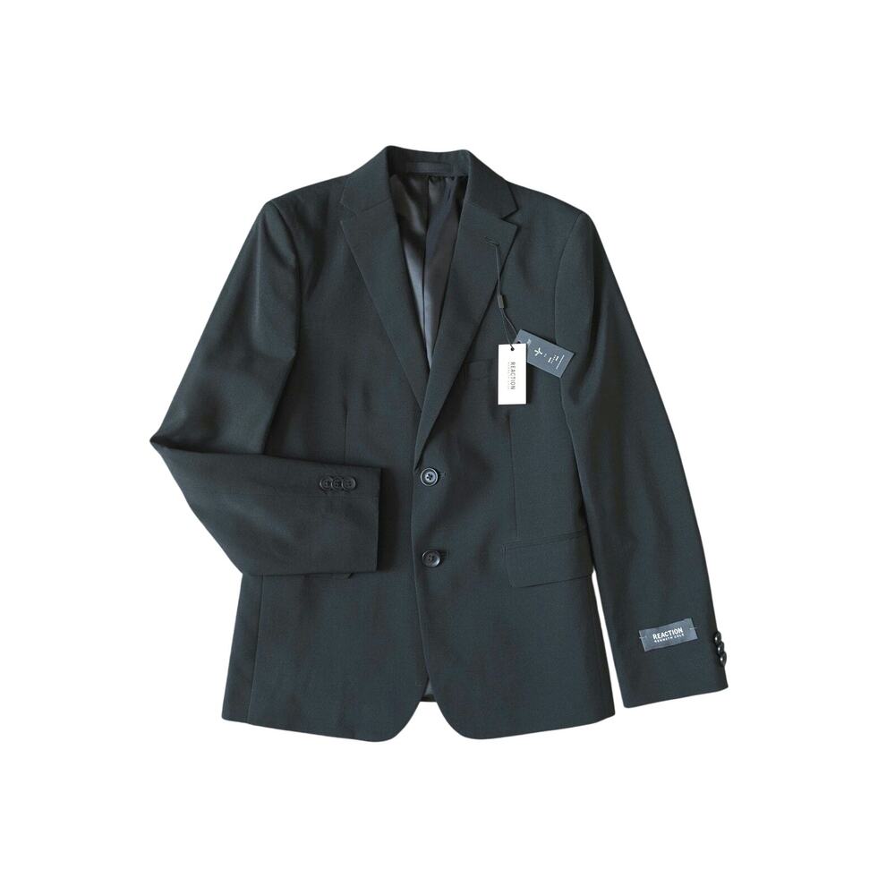 NWT Kenneth Cole Reaction Big Boys Blazer Suit Jacket 12R Black Techni-Cole